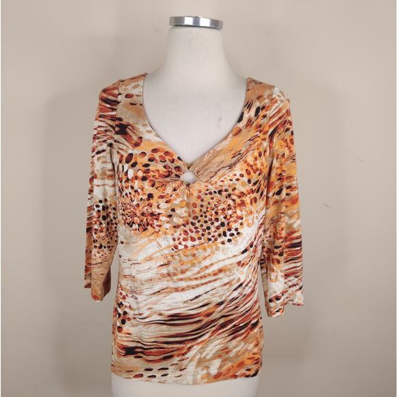 Chico's Top Animal Print Stretchy Knit Pullover - Picture 1 of 11